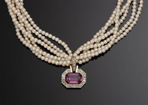 givenchy genuine amethyst beads necklace|Givenchy pearl necklace.